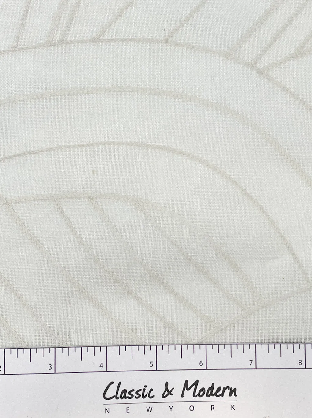 Wave Embroidery Geometric Blend Linen Sheer Fabric By The Yard/CL1136