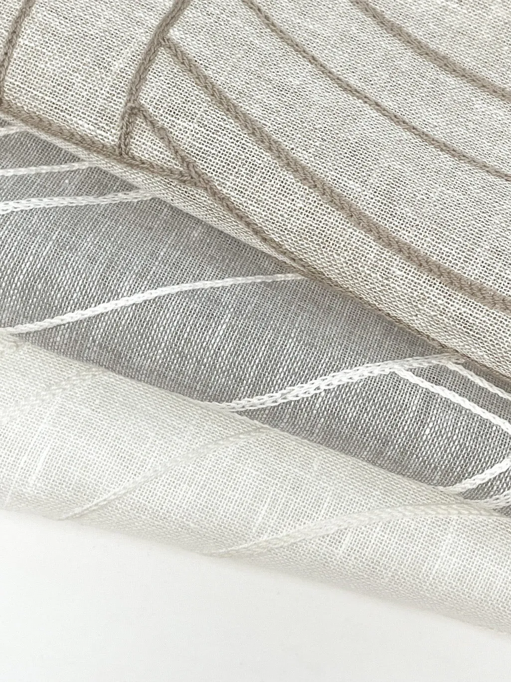 Wave Embroidery Geometric Blend Linen Sheer Fabric By The Yard/CL1136
