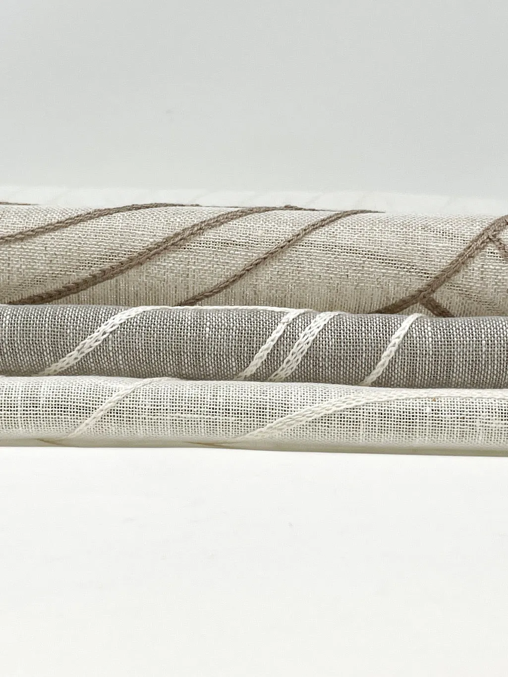 Wave Embroidery Geometric Blend Linen Sheer Fabric By The Yard/CL1136