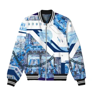 Wave Ferry Print Bomber Jacket