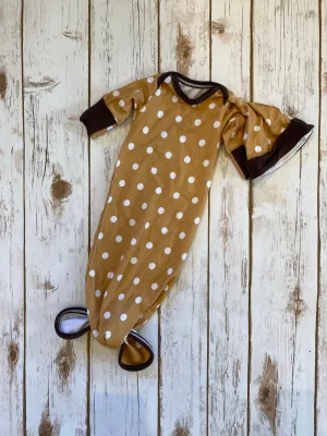 WCC - Knotted Gown with Hat - Polka Dot Mustard