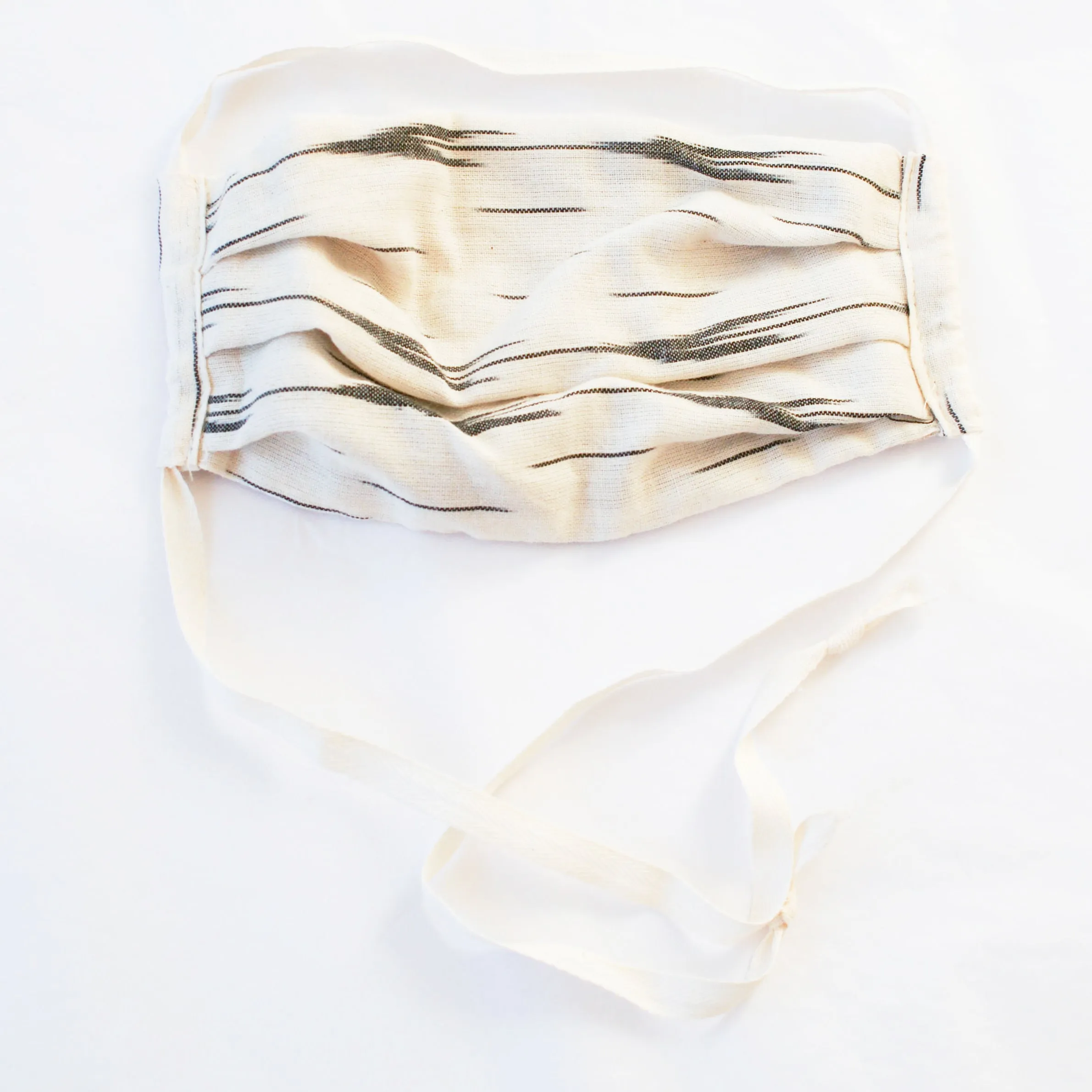 White Arrow Stripe Ikat Cotton Face Mask