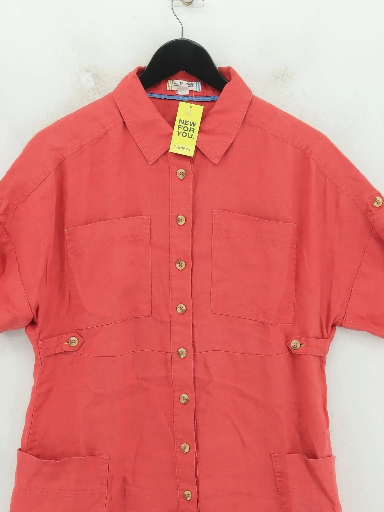 White Stuff Women's Midi Dress UK 12 Red 100% Linen
