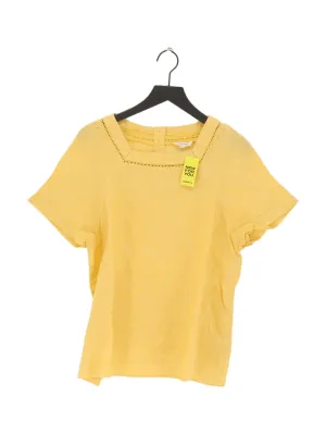 White Stuff Women's T-Shirt UK 16 Yellow 100% Linen