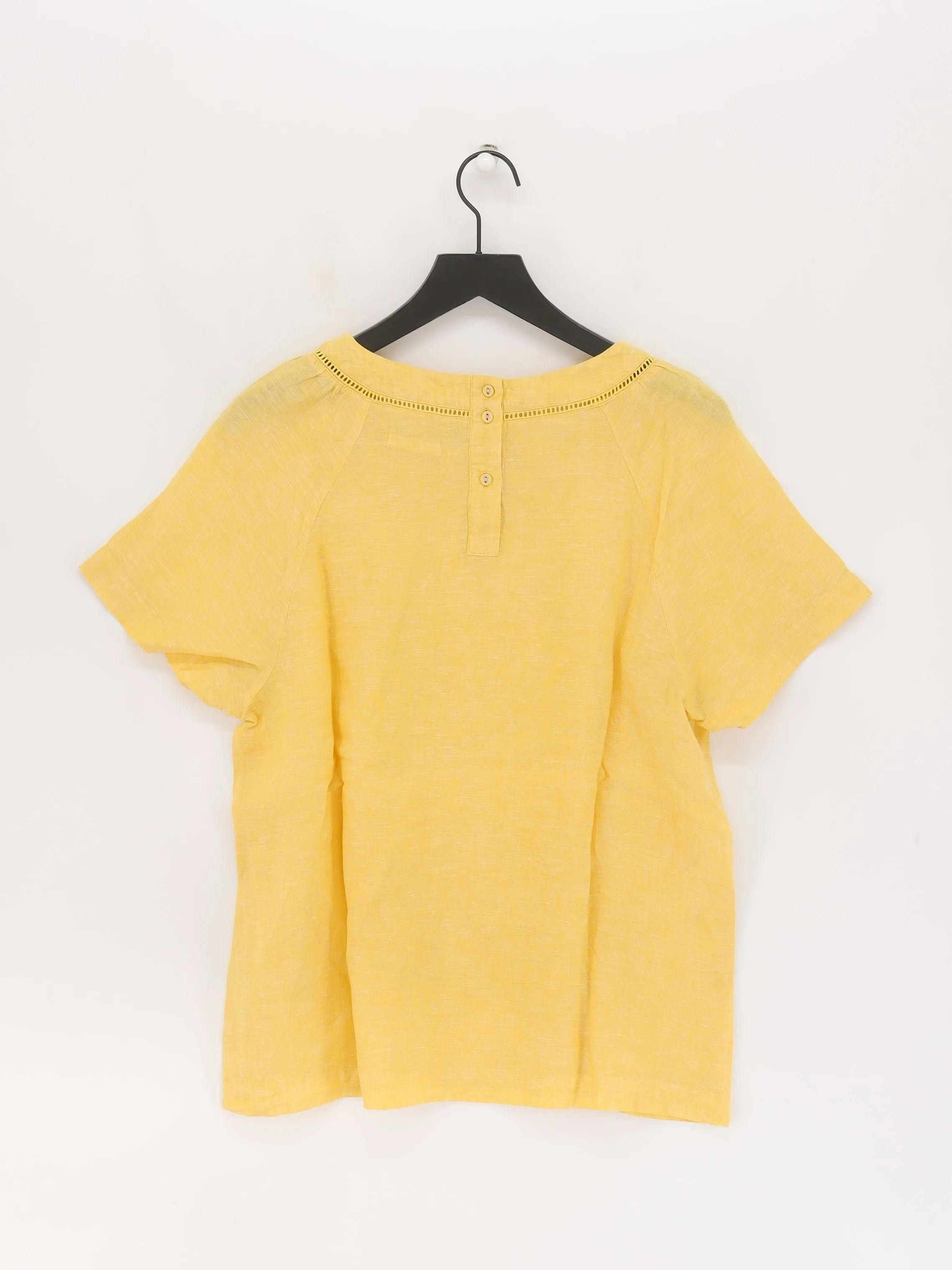 White Stuff Women's T-Shirt UK 16 Yellow 100% Linen
