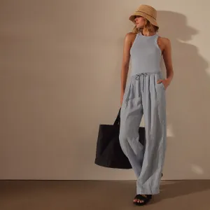 Wide Leg Relaxed Linen Pant - Open Sky Pigment