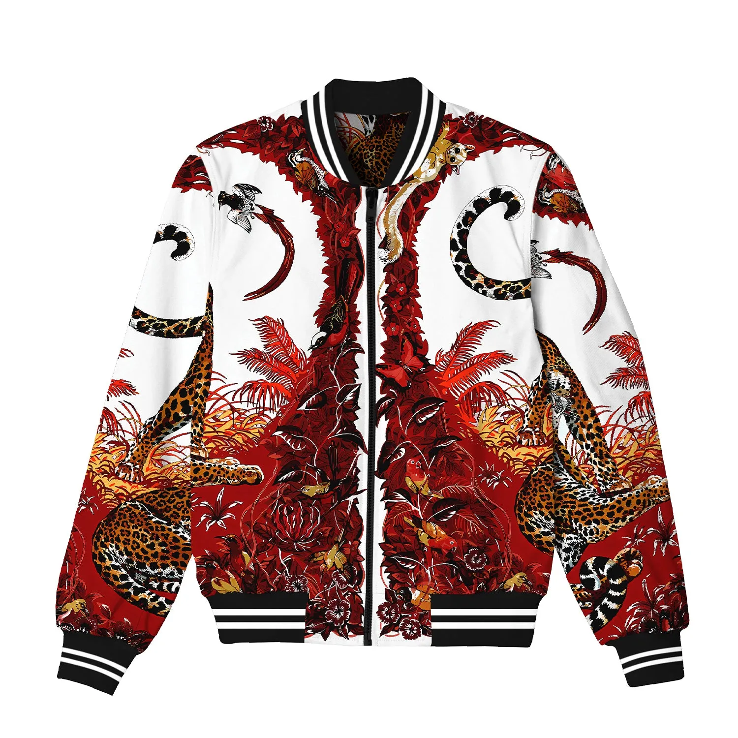 Wild Leopard Pattern Bomber Jacket
