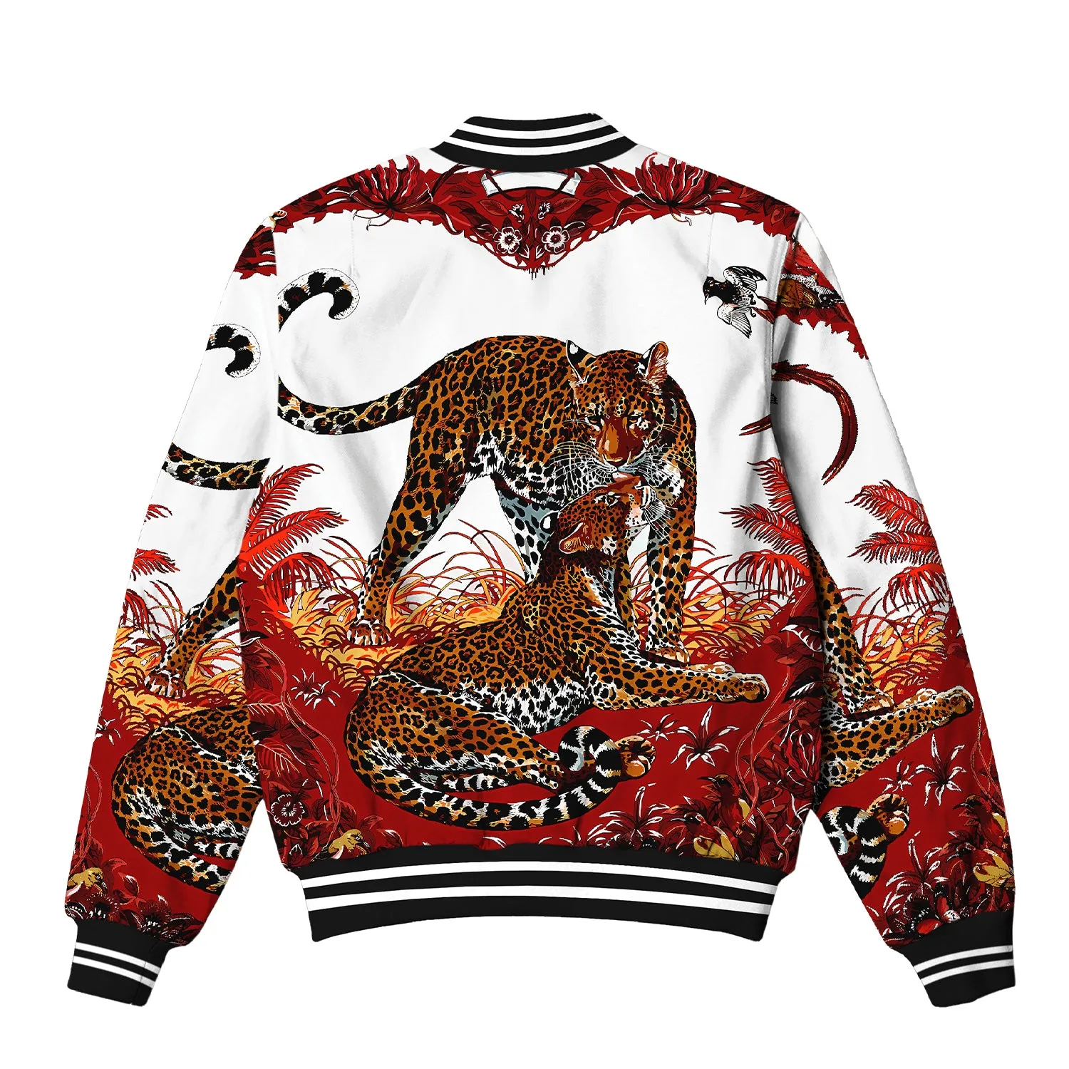Wild Leopard Pattern Bomber Jacket