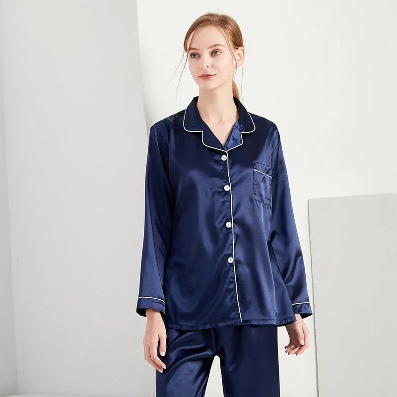 Womens Silk Satin Pajamas Pyjamas Set Sleepwear Pijama Pajamas Suit