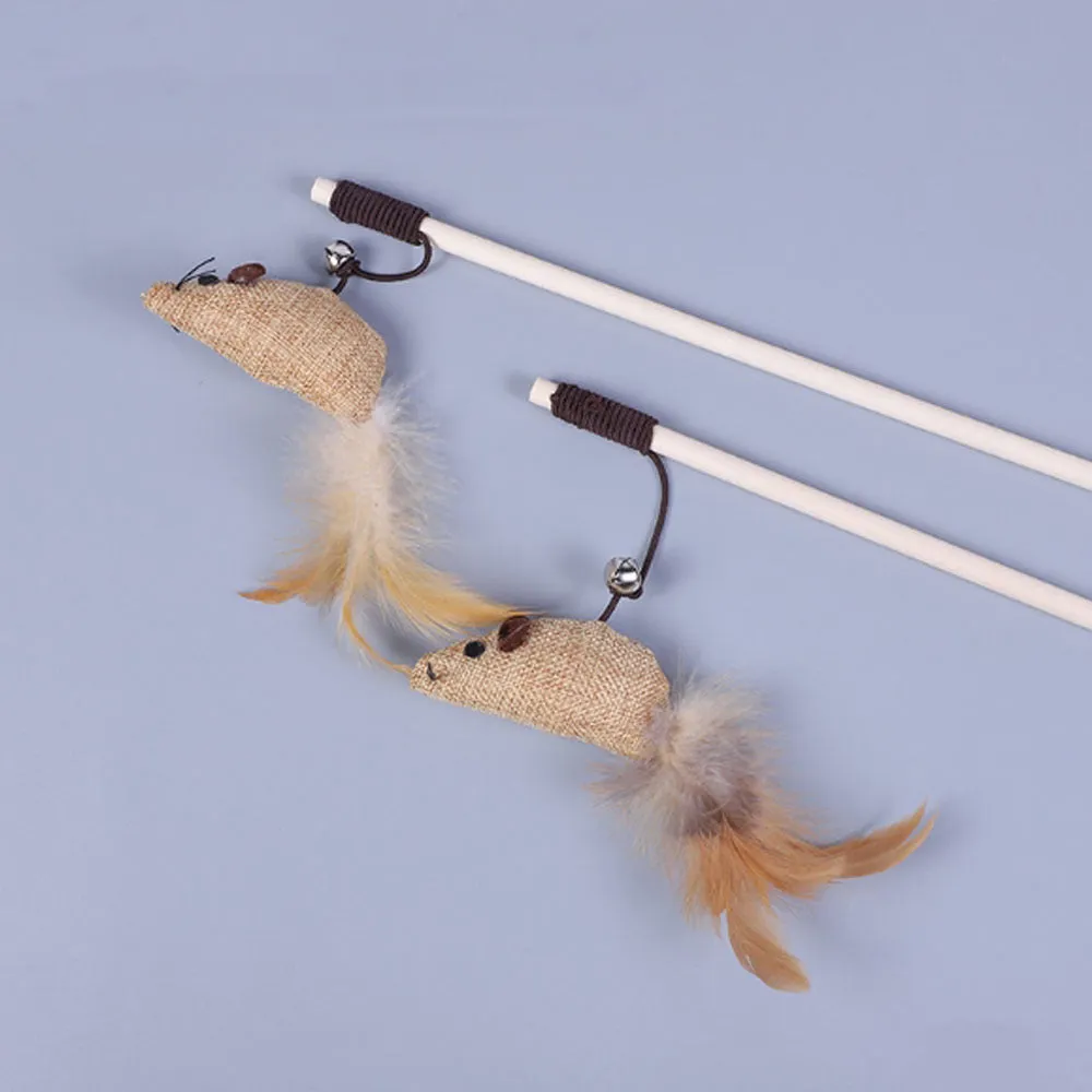 Wooden Pole Funny Cat Stick Toy Original Wood Handmade