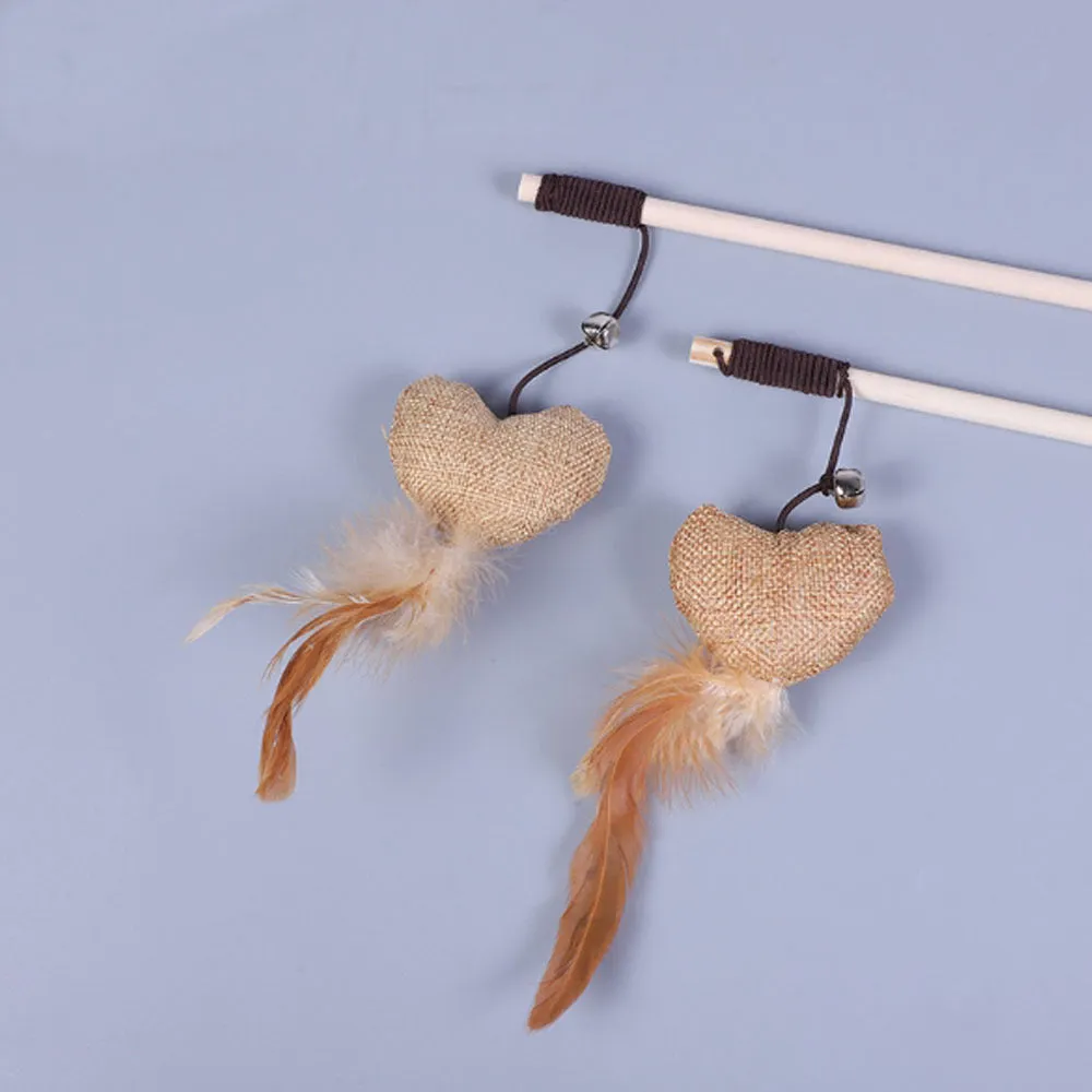 Wooden Pole Funny Cat Stick Toy Original Wood Handmade