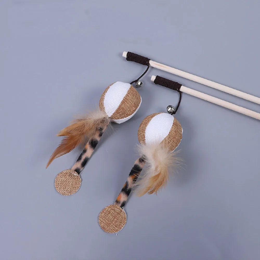 Wooden Pole Funny Cat Stick Toy Original Wood Handmade