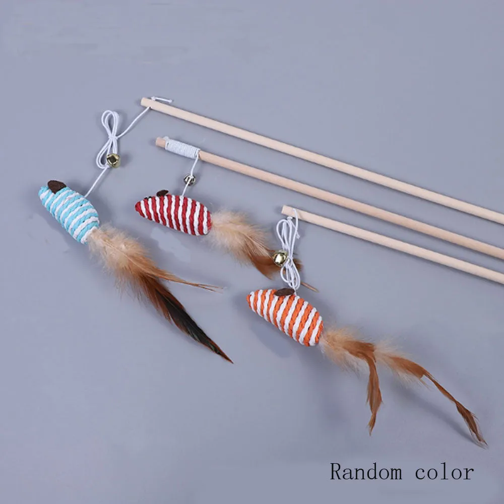 Wooden Pole Funny Cat Stick Toy Original Wood Handmade