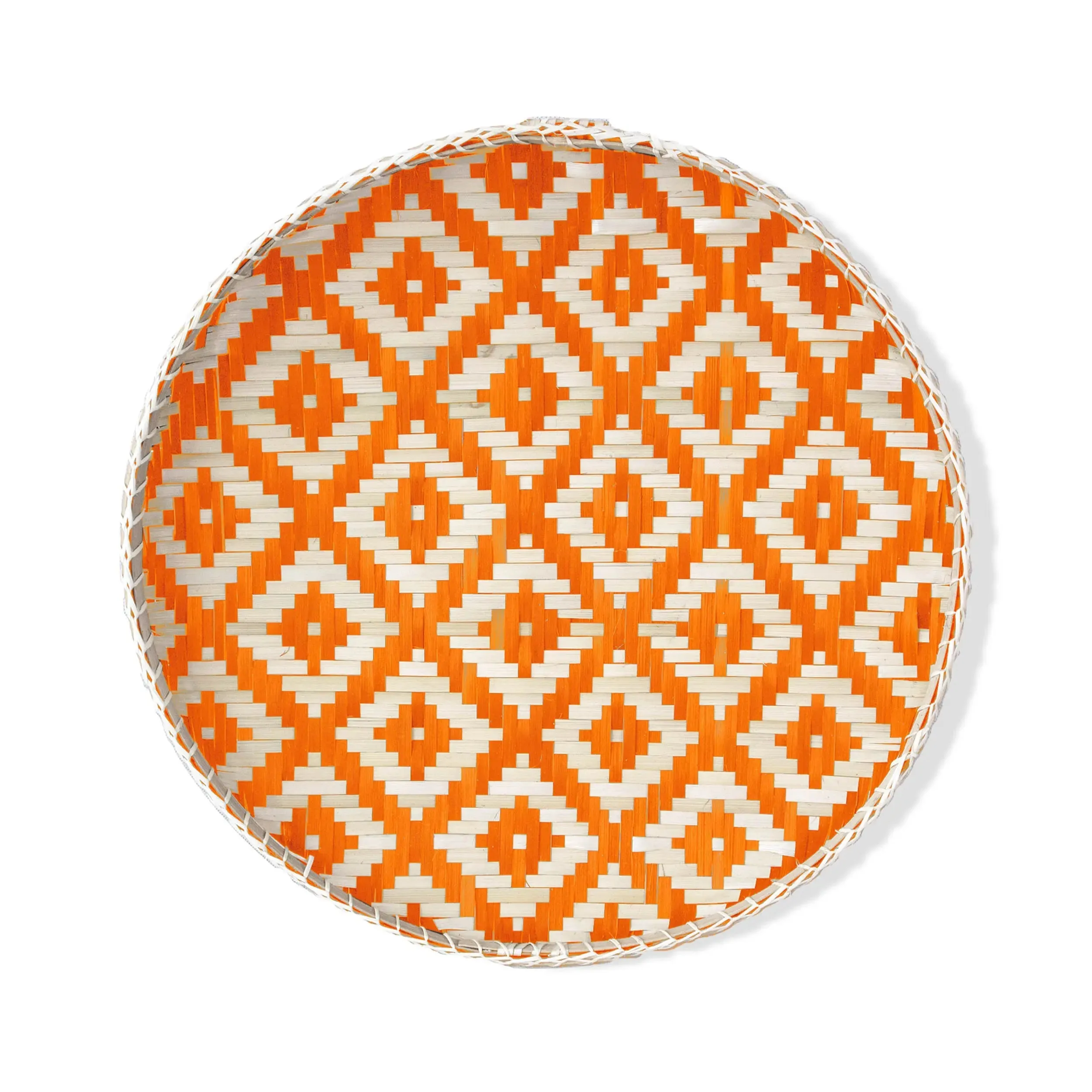 Woven Bamboo Basket - Round Orange