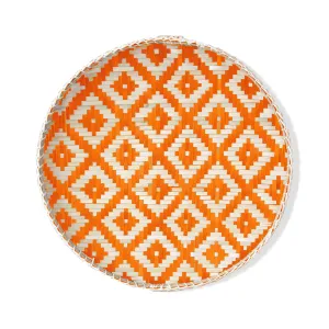 Woven Bamboo Basket - Round Orange