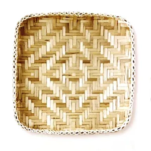 Woven Bamboo Basket - Square Natural