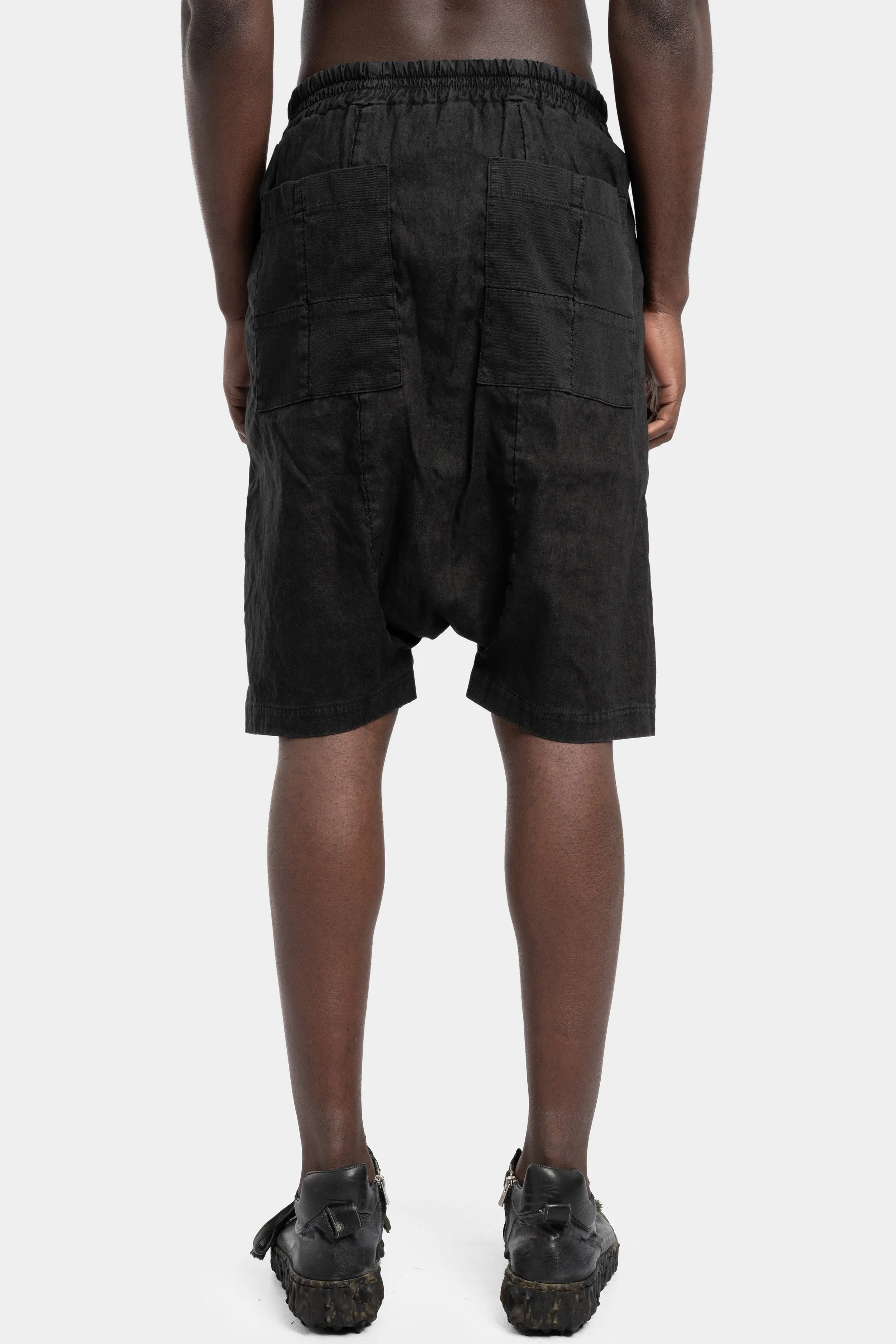 Woven linen shorts, Black wash