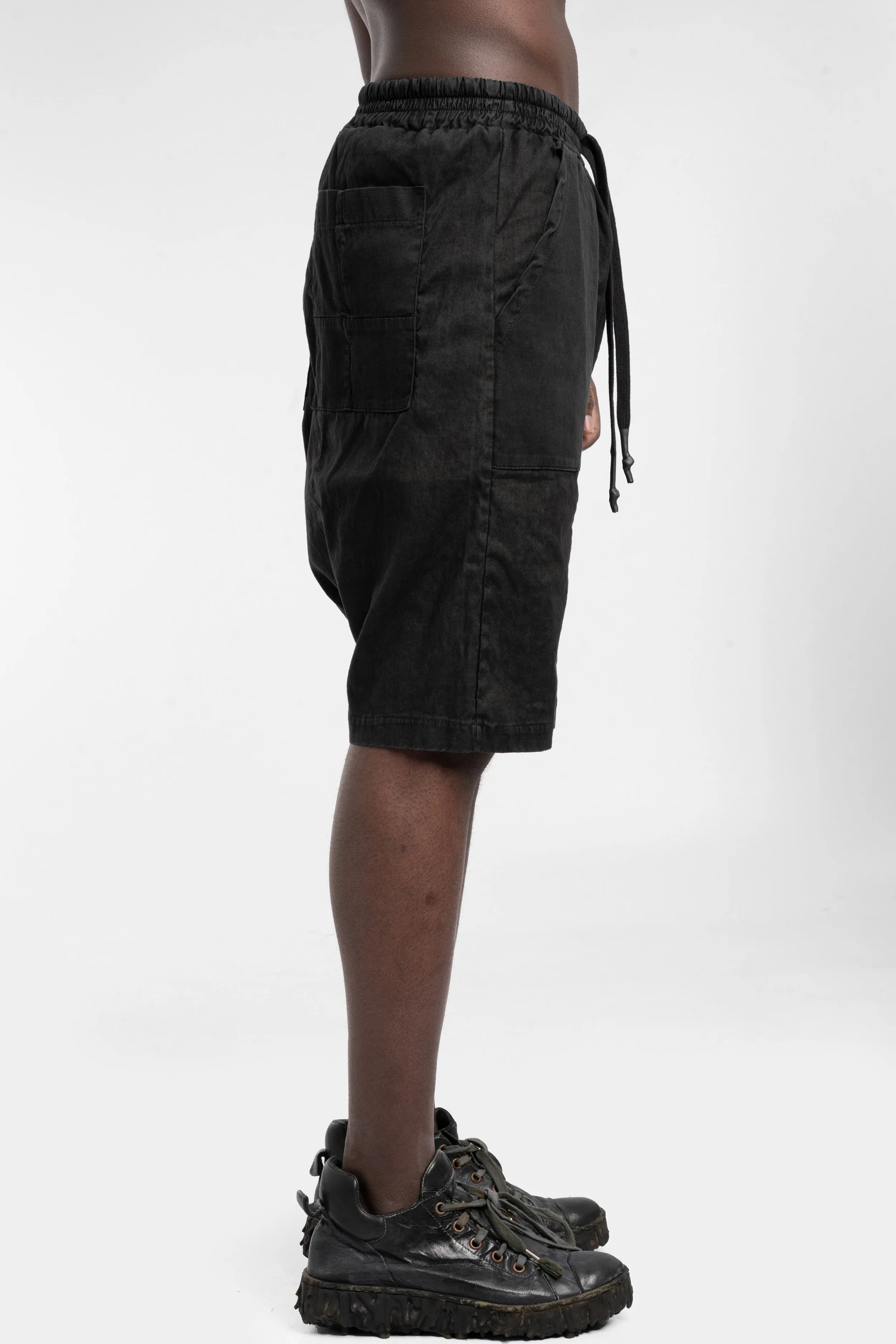 Woven linen shorts, Black wash