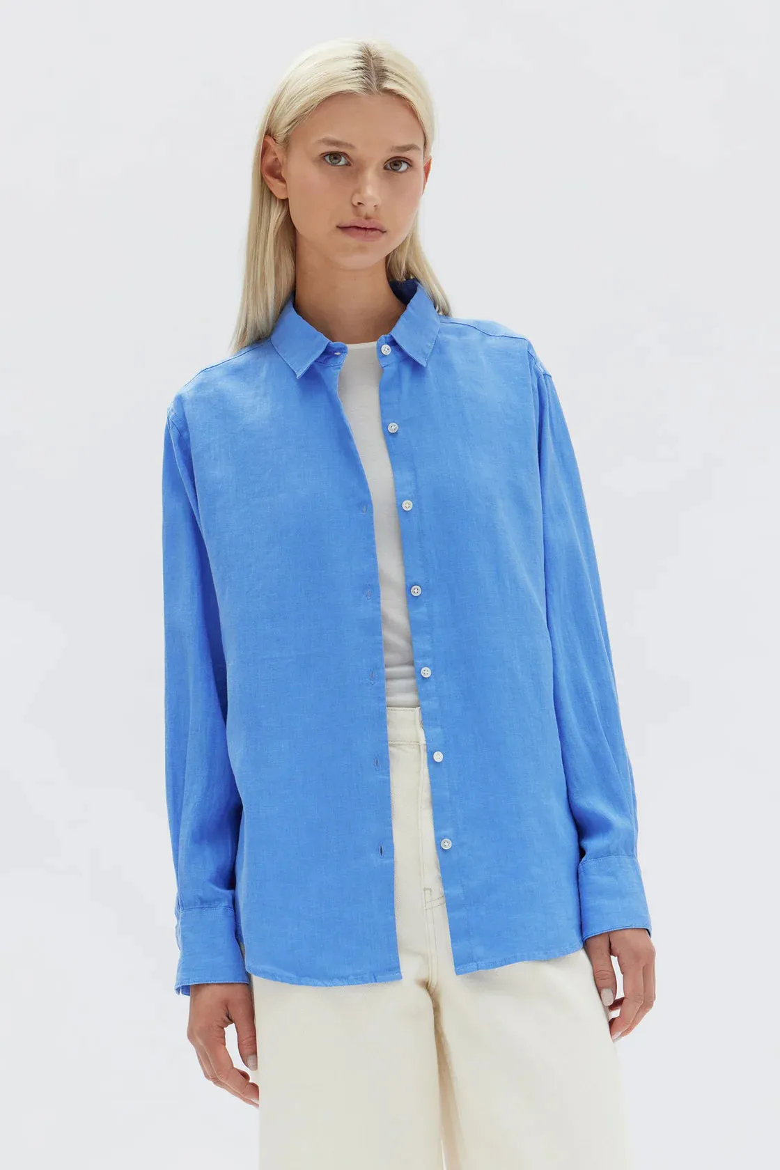 Xander Long Sleeve Linen Shirt- Marina