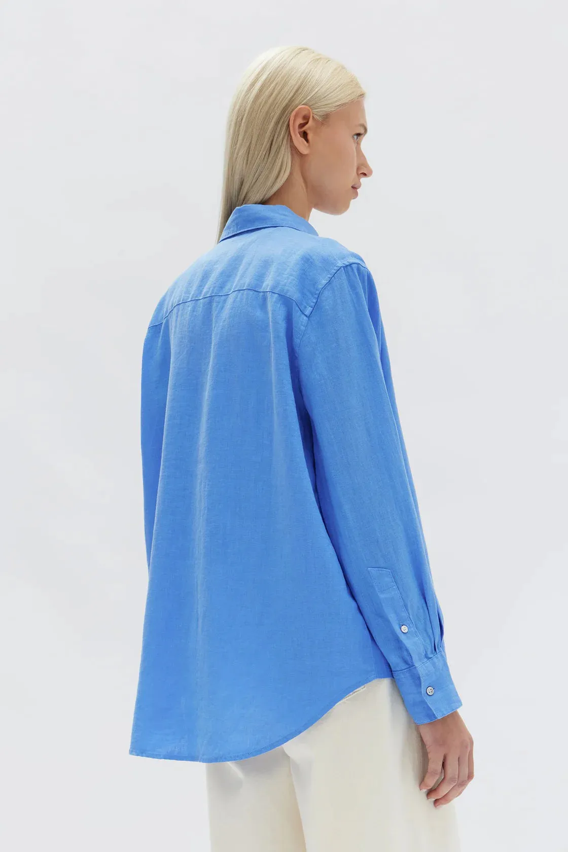 Xander Long Sleeve Linen Shirt- Marina