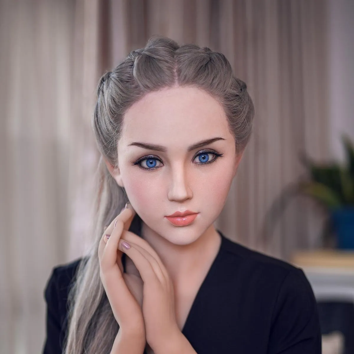 XYDoll - Misa - Silicone Sex Doll Head - Implanted Hair - Natural
