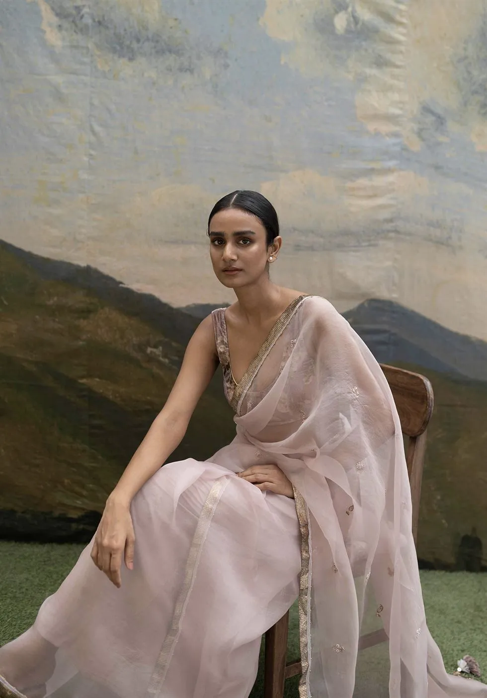 Yam   I   Borgo Onion Pink Saree SAREE Blouse Not Included SILK ORGANZA PINK An Indian Summer YAMSR04