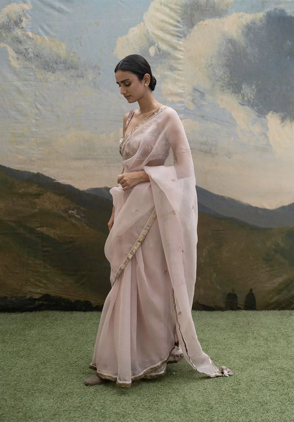Yam   I   Borgo Onion Pink Saree SAREE Blouse Not Included SILK ORGANZA PINK An Indian Summer YAMSR04