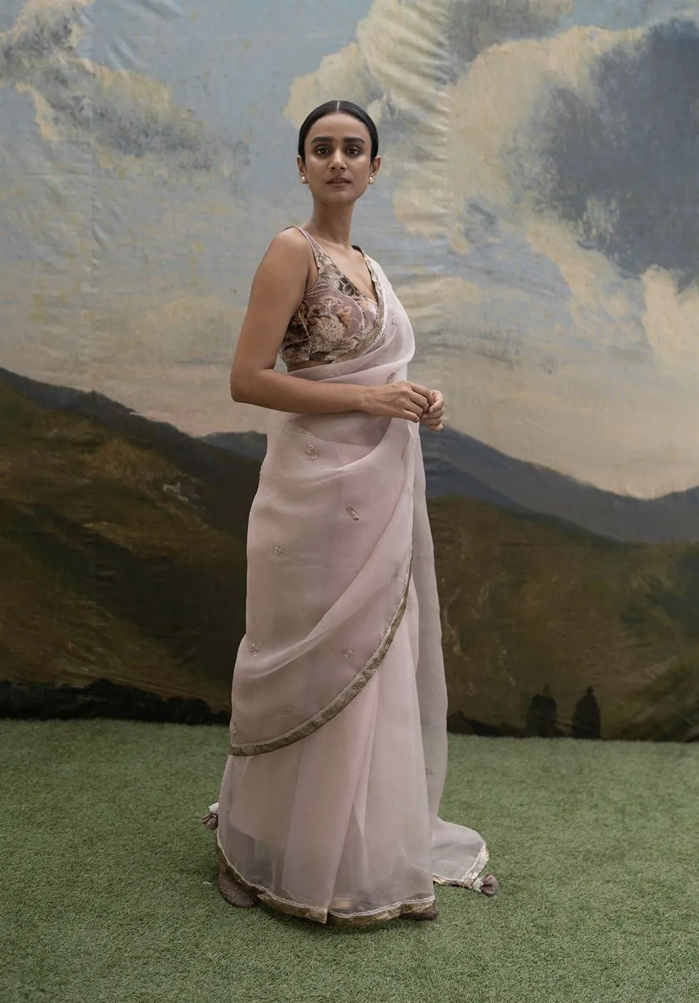 Yam   I   Borgo Onion Pink Saree SAREE Blouse Not Included SILK ORGANZA PINK An Indian Summer YAMSR04