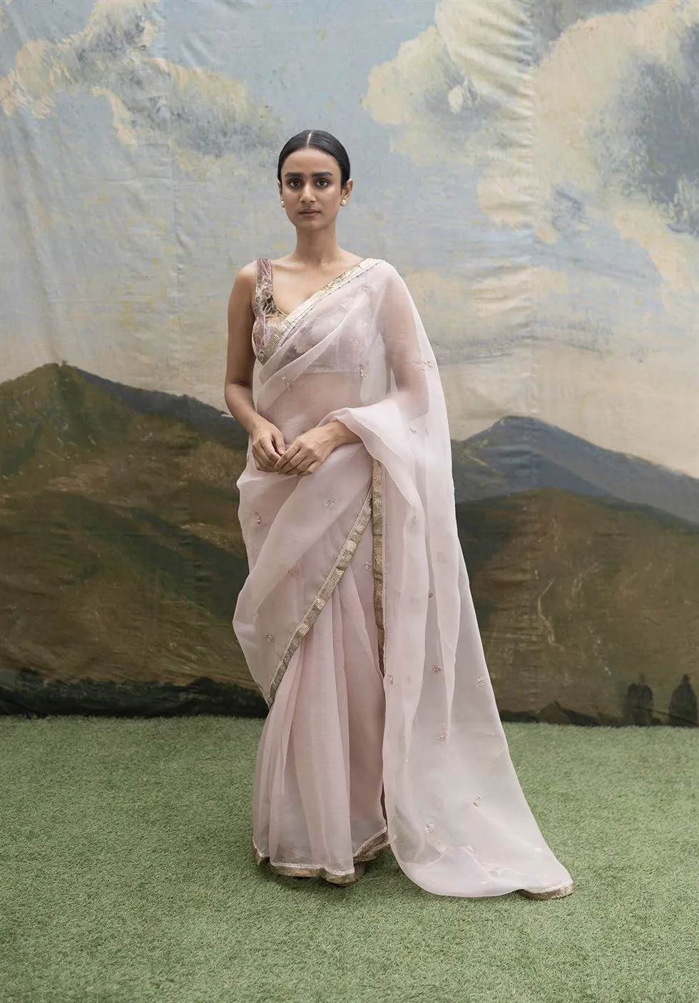 Yam   I   Borgo Onion Pink Saree SAREE Blouse Not Included SILK ORGANZA PINK An Indian Summer YAMSR04