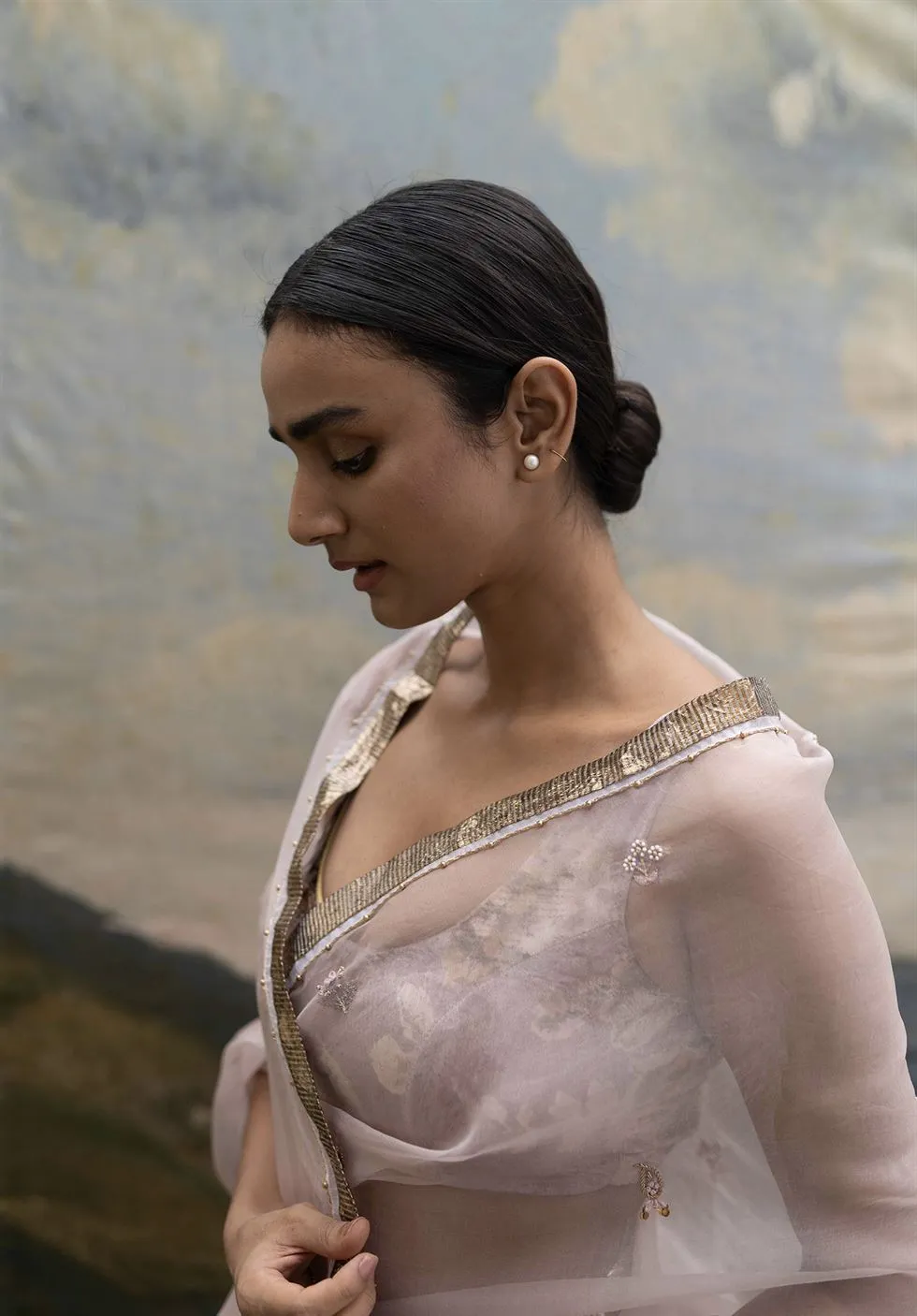 Yam   I   Borgo Onion Pink Saree SAREE Blouse Not Included SILK ORGANZA PINK An Indian Summer YAMSR04