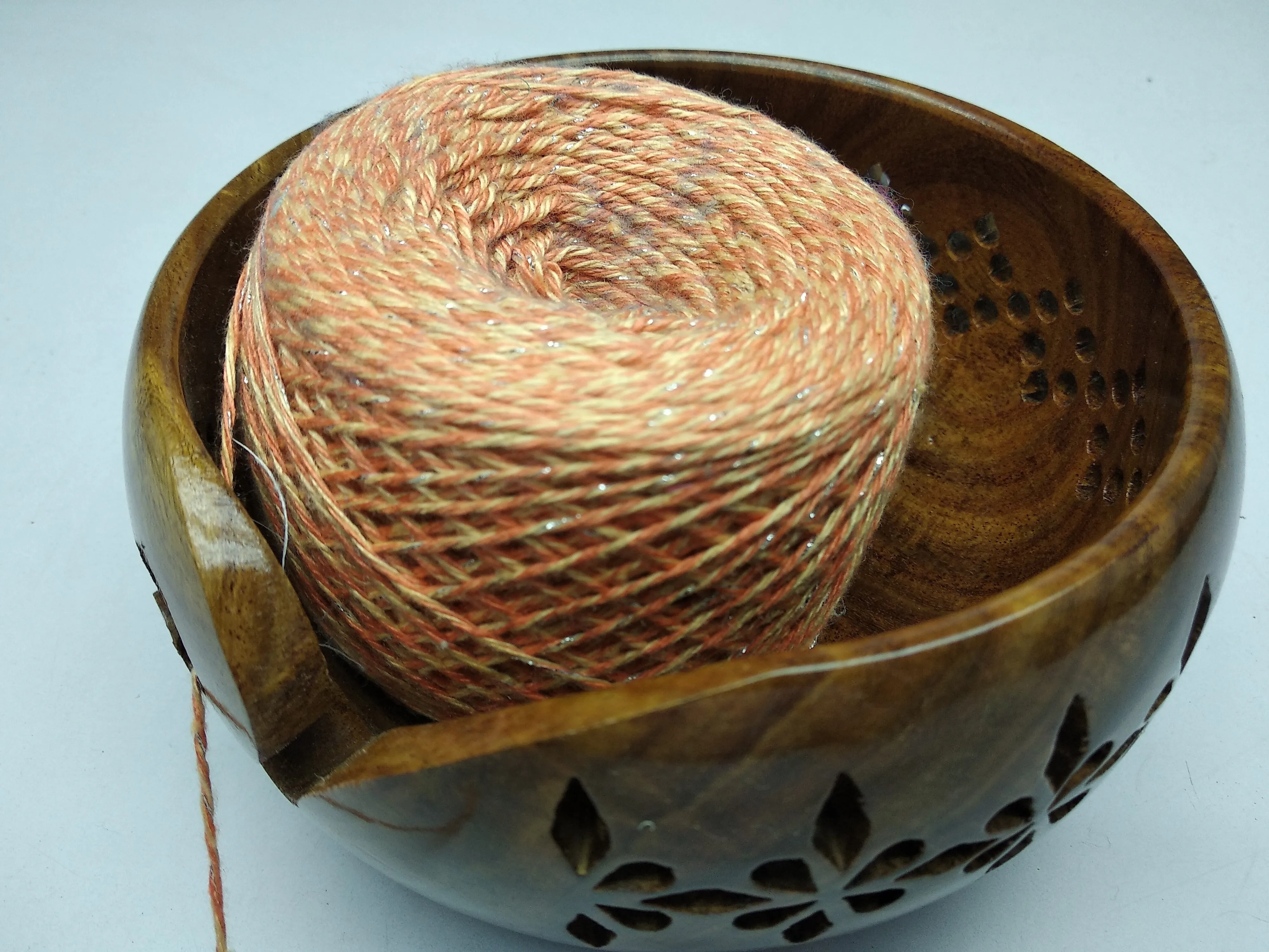 Yarn Bowl Rosewood and Circular Knitting Needle