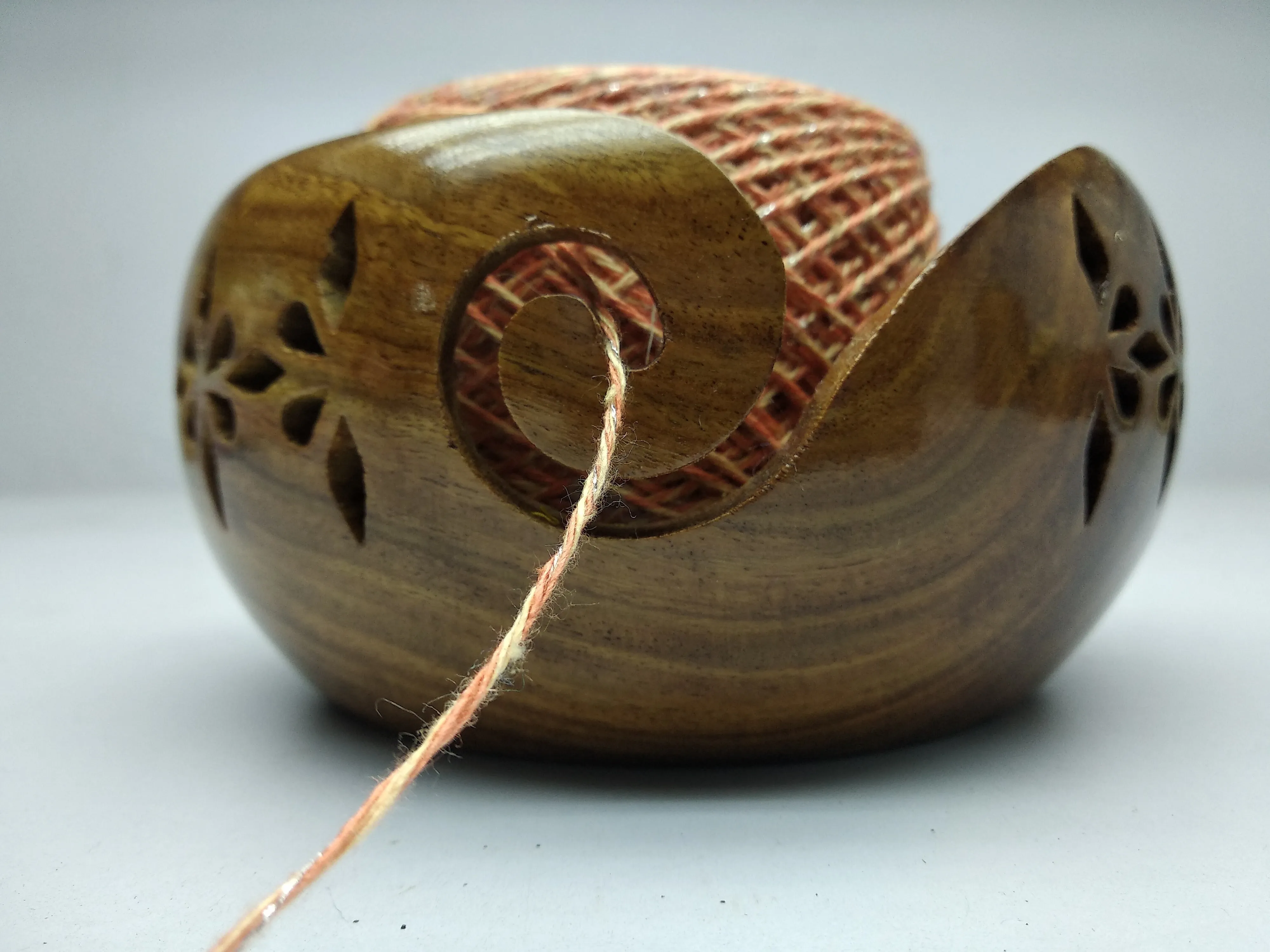 Yarn Bowl Rosewood and Circular Knitting Needle