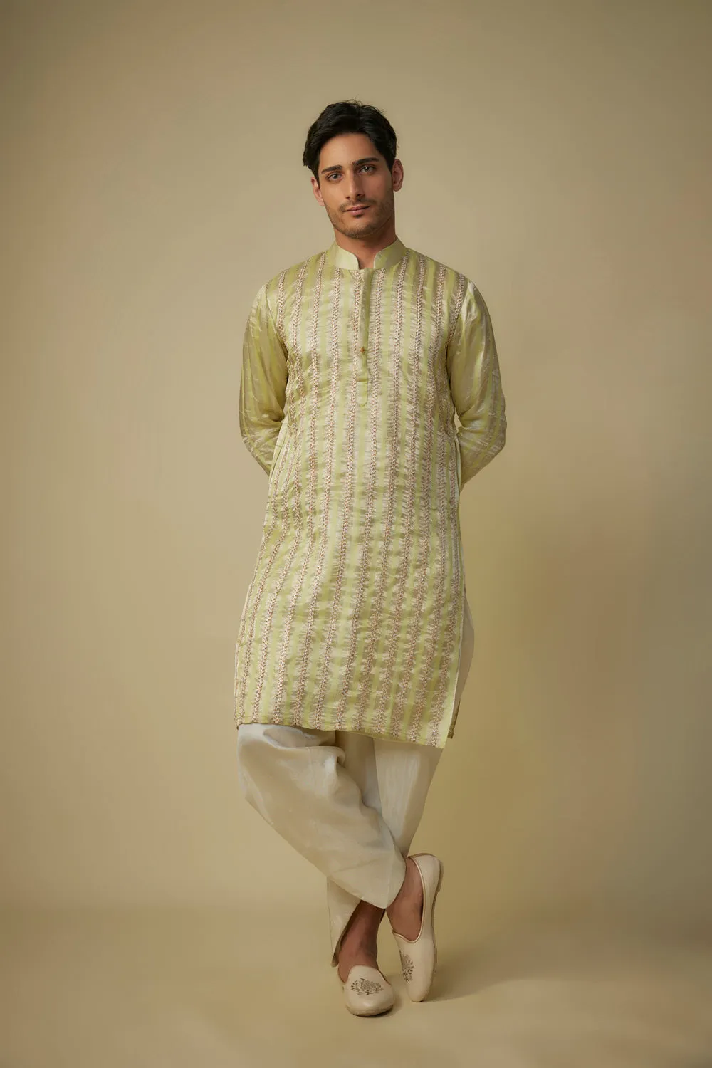 Yellow Embroiderd Kurta With Dhoti