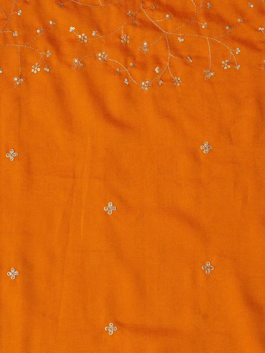 Yellow Unstitched Embroidered Cotton Blend Dress Material With Dupatta