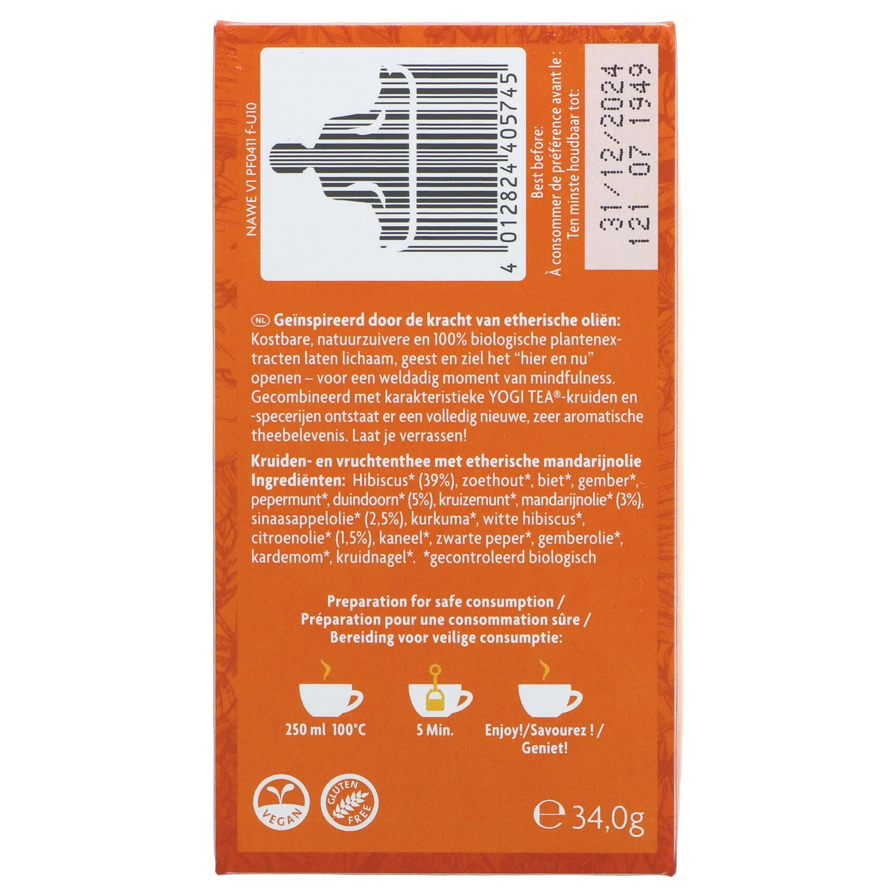 Yogi Tea | Natural Wellbeing - Mandarin Oil, Hibiscus | 17 bags