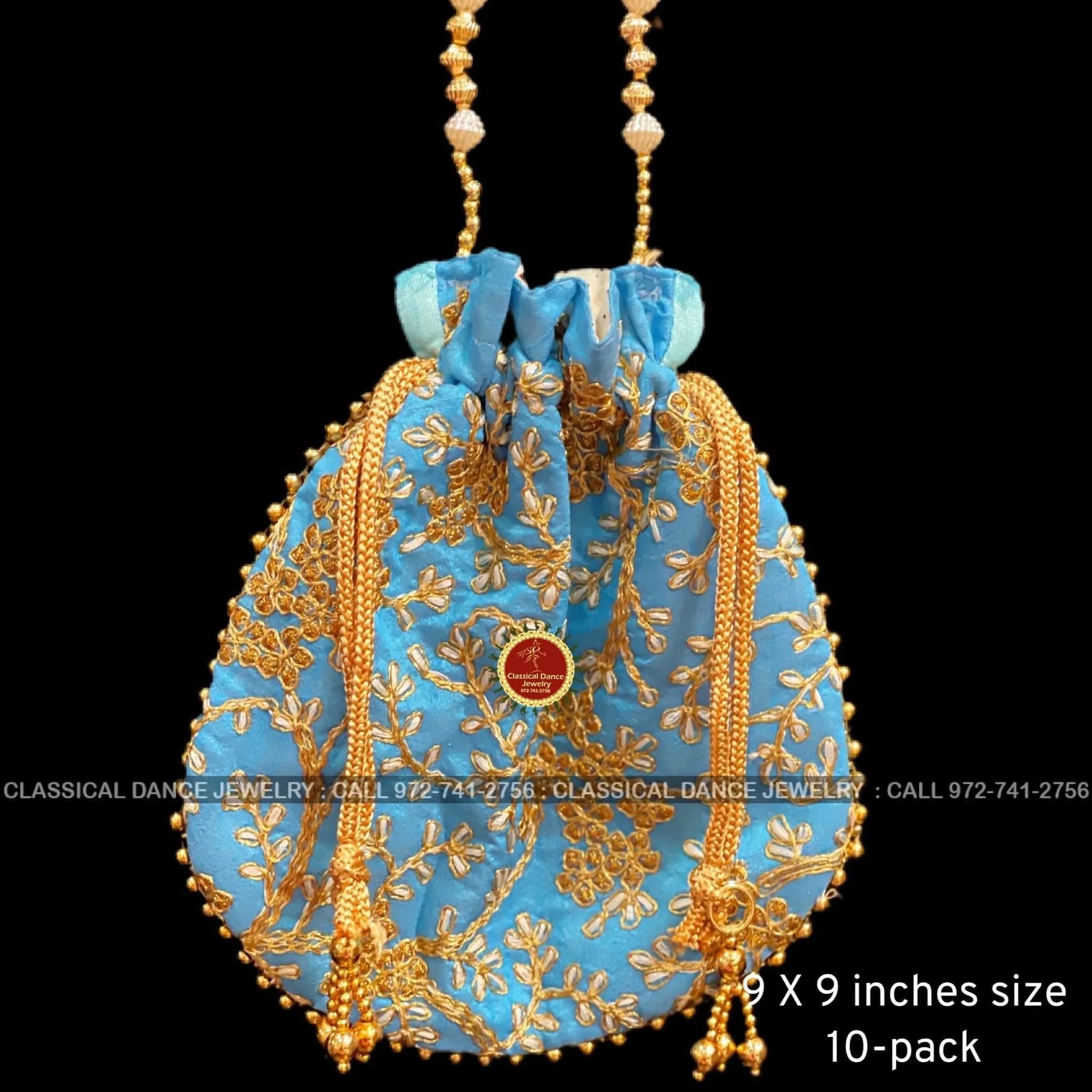 Zardosi Embroidered Pearl Beaded Indian Women Handmade Handbag Potli Bag | Pongal diwali Parties Events, Weddings | Classical Dance Jewelry