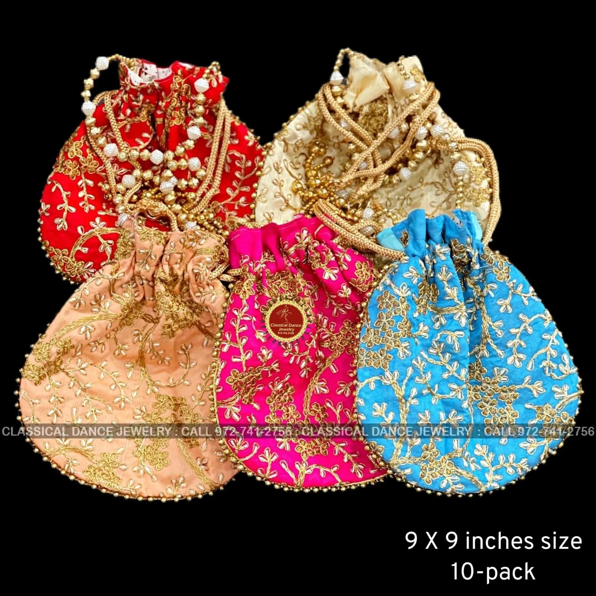 Zardosi Embroidered Pearl Beaded Indian Women Handmade Handbag Potli Bag | Pongal diwali Parties Events, Weddings | Classical Dance Jewelry