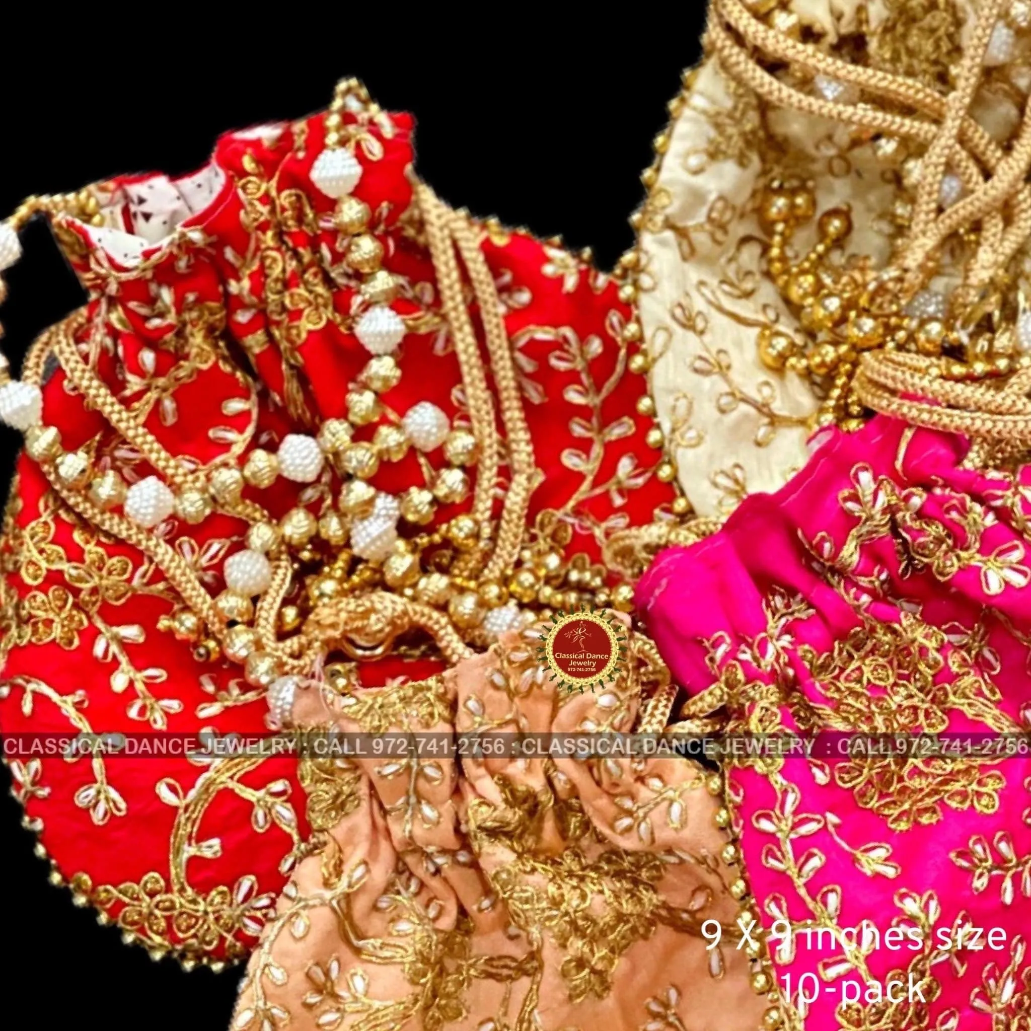 Zardosi Embroidered Pearl Beaded Indian Women Handmade Handbag Potli Bag | Pongal diwali Parties Events, Weddings | Classical Dance Jewelry