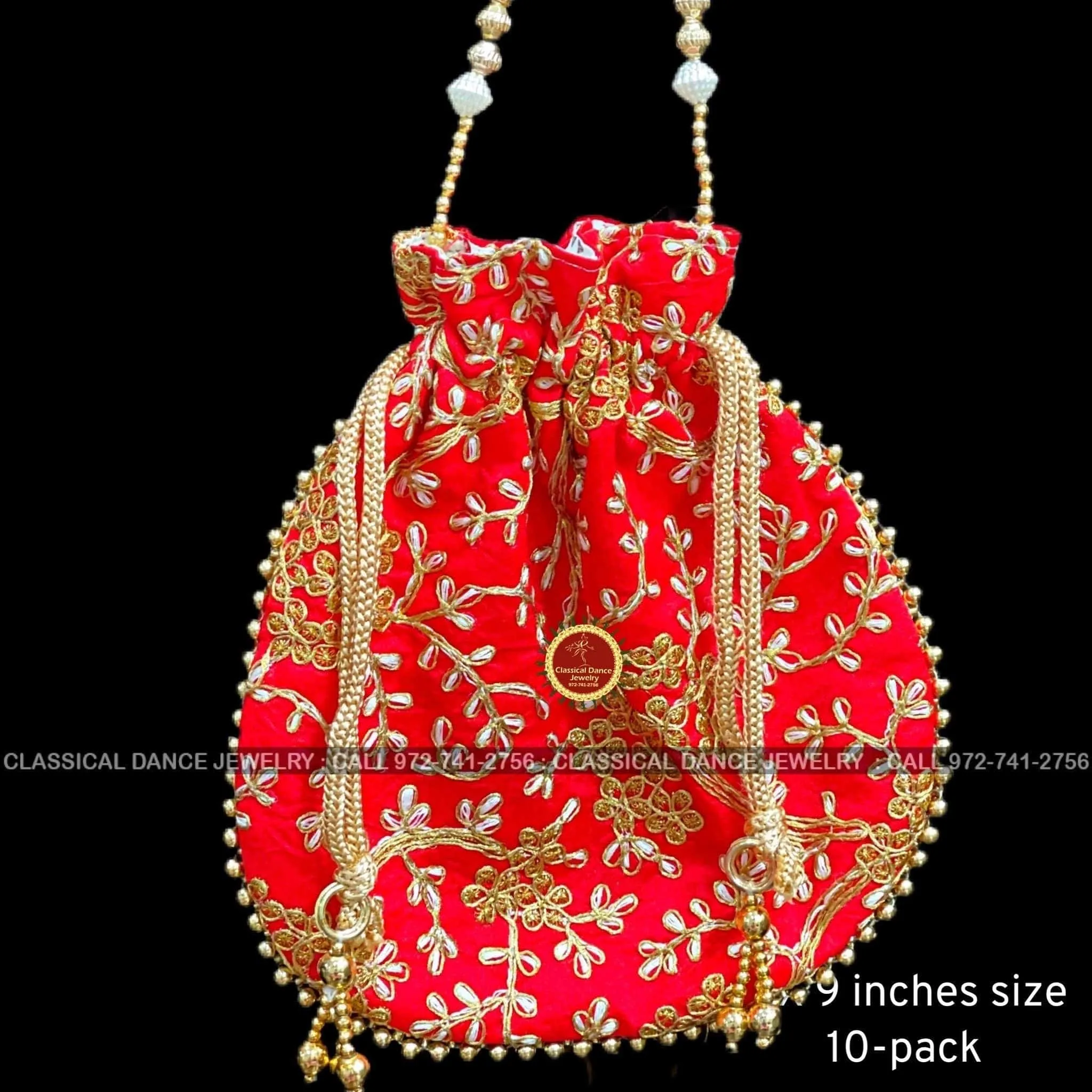 Zardosi Embroidered Pearl Beaded Indian Women Handmade Handbag Potli Bag | Pongal diwali Parties Events, Weddings | Classical Dance Jewelry