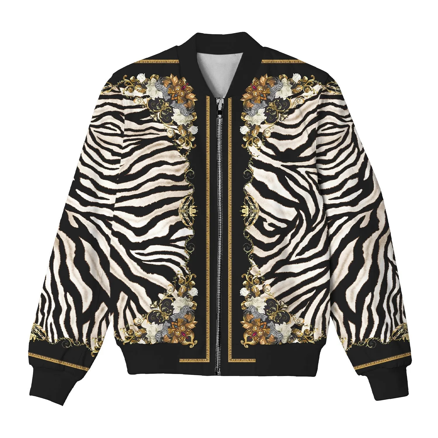 Zebra Pattern Bomber Jacket